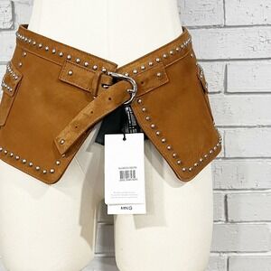 Mango Studded Leather Belt - Size Small